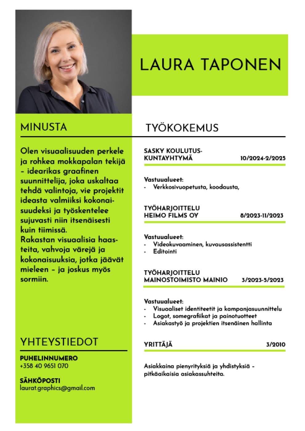 Laura T:n CV, sivu 1